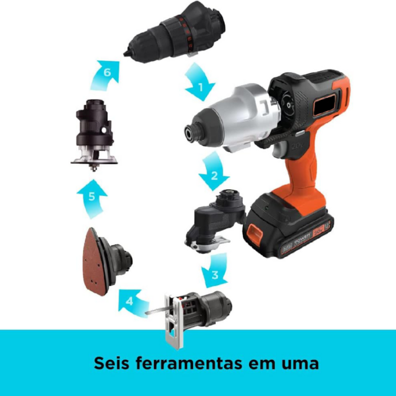 Kit Furadeira Multifuncional 6 em 1 20V + Brinde Exclusivo