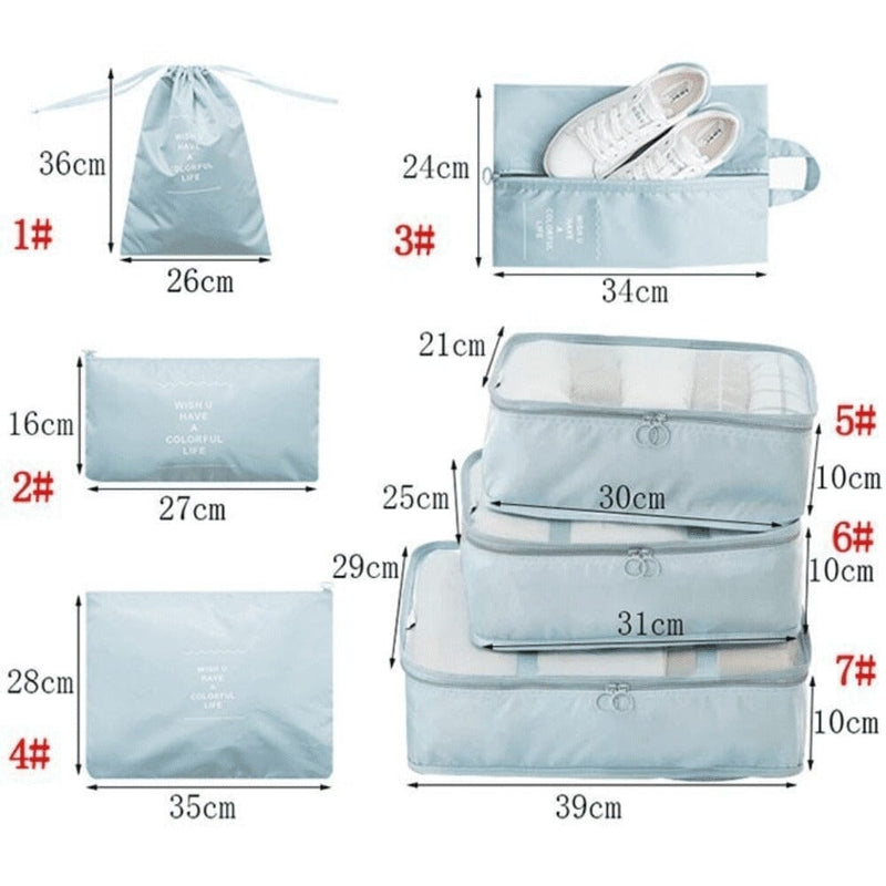 Kit 7 Bolsas Organizadoras Para Mala de Viagem STORAGE BAG - PAGUE 4 LEVE 7